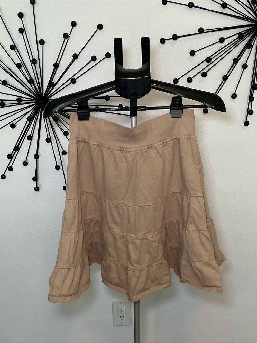 Fresh Produce Tan Tiered Knit Skirt Size Small Boho Casual Midi